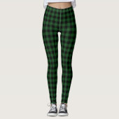 Classic hunter green black buffalo plaid patterned レギンス (正面)