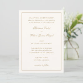 Classic Ivory and Gold Border Timeless Wedding 招待状
