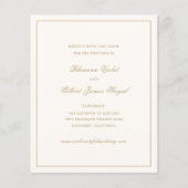 Classic Ivory and Gold Budget Wedding Save Date (正面)