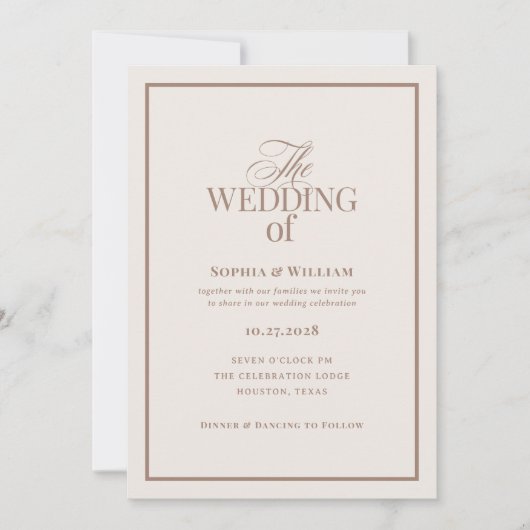 Classic Ivory and Taupe | Luxe Neutral Wedding 招待状 (正面)