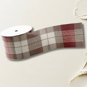 Classic Ivory Brown Rust Red Plaid Pattern グログランリボン