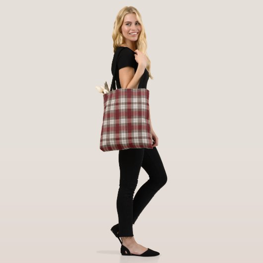 Classic Ivory Brown Rust Red Plaid Pattern トートバッグ (モデル)