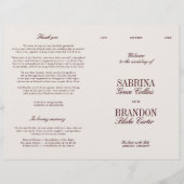 Classic Ivory & Burgundy Modern Wedding Program (正面)