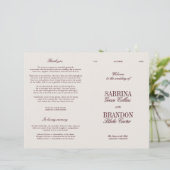 Classic Ivory & Burgundy Modern Wedding Program (スタンド正面)