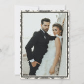 Classic Ivory Damask Rococo Pattern Photo Wedding セーブザデート (裏面)