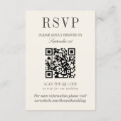 Classic Ivory Damask Rococo Pattern Wedding QR 出欠カード (正面)
