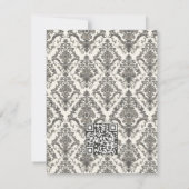 Classic Ivory Damask Rococo Pattern Wedding QR 出欠カード (裏面)