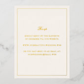 Classic Ivory Timeless Wedding Foil RSVP Card 箔招待状ポストカード (正面)