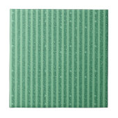 Classic Jade Green Glitter Style Vertical Stripes タイル (正面)