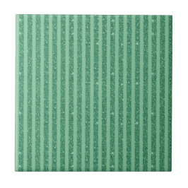 Classic Jade Green Glitter Style Vertical Stripes タイル