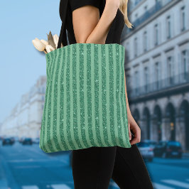 Classic Jade Green Glitter Style Vertical Stripes トートバッグ