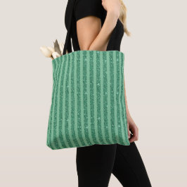 Classic Jade Green Glitter Style Vertical Stripes トートバッグ