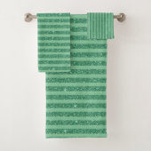 Classic Jade Green Glitter Style Vertical Stripes バスタオルセット (インサイチュ)
