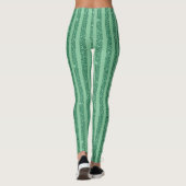 Classic Jade Green Glitter Style Vertical Stripes レギンス (裏面)