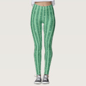 Classic Jade Green Glitter Style Vertical Stripes レギンス (正面)