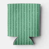 Classic Jade Green Glitter Style Vertical Stripes 缶クーラー (正面)