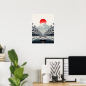 Classic Japanese Rising Sun Art Painting White JDM ポスター (ホームオフィス)