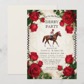 Classic Kentucky Derby Party Invitation Red Roses  招待状 (正面/裏面)