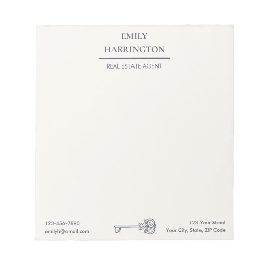 Classic Key Gray Real Estate Agent ノートパッド (正面)