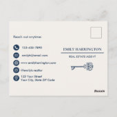 Classic Key Introduction Navy Real Estate Agent ポストカード (裏面)