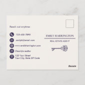 Classic Key Introduction Purple Real Estate Agent ポストカード (裏面)