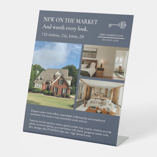 Classic Key Listing Gray Real Estate Agent 台座サイン (正面)