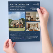 Classic Key Listing Navy Real Estate Agent チラシ (手)