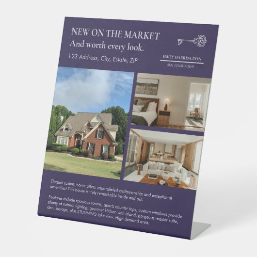Classic Key Listing Purple Real Estate Agent 台座サイン (正面)