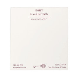 Classic Key Maroon Real Estate Agent ノートパッド