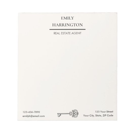 Classic Key Neutral Real Estate Agent ノートパッド (正面)