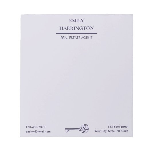 Classic Key Purple Real Estate Agent ノートパッド (正面)