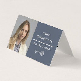 Classic Key QR Code Gray Real Estate Agent 名刺