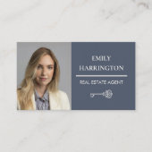 Classic Key QR Code Gray Real Estate Agent 名刺 (正面)