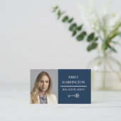 Classic Key QR Code Navy Real Estate Agent 名刺 (スタンド正面)