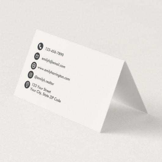 Classic Key QR Code Neutral Real Estate Agent 名刺 (裏面)