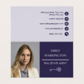 Classic Key QR Code Purple Real Estate Agent 名刺 (外部フラット)