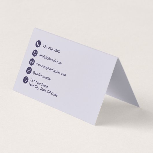 Classic Key QR Code Purple Real Estate Agent 名刺 (裏面)