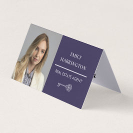 Classic Key QR Code Purple Real Estate Agent 名刺