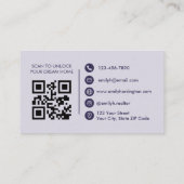 Classic Key QR Code Purple Real Estate Agent 名刺 (裏面)