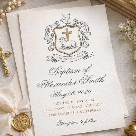 Classic Lamb of God Baptism Announcement 招待状