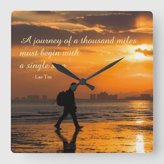 Classic Lao Tzu Journey Quote スクエア壁時計 (正面)