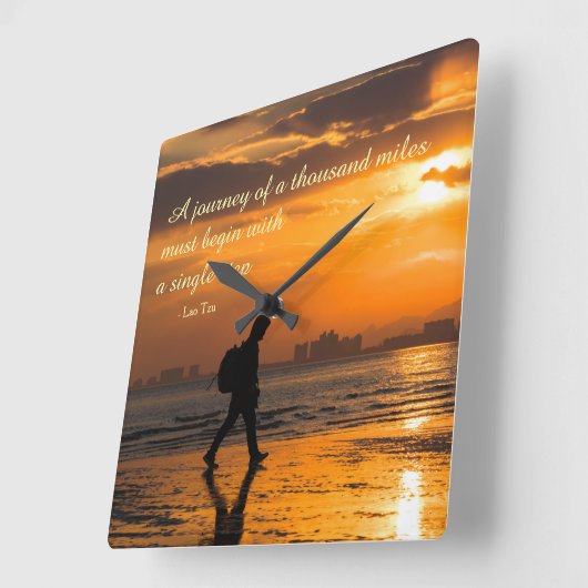 Classic Lao Tzu Journey Quote スクエア壁時計 (傾斜)