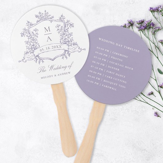 Classic Lavender Crest Wedding Ceremony Timeline ハンドファン