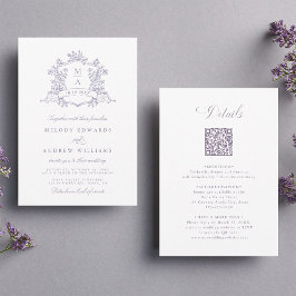 Classic Lavender Floral Crest Wedding All in One 招待状