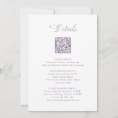 Classic Lavender Floral Crest Wedding All in One 招待状 (裏面)