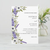 Classic Lavender Flowers and White Roses Wedding 招待状 (スタンド正面)
