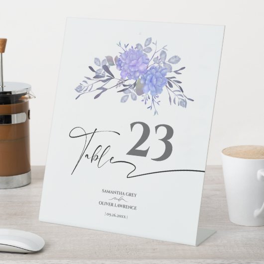 Classic Lavender Grey Wedding Table Card 台座サイン (インサイチュ)