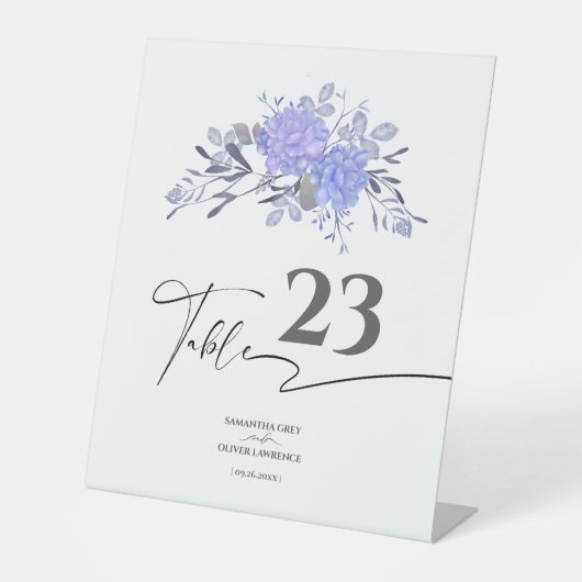 Classic Lavender Grey Wedding Table Card 台座サイン (正面)