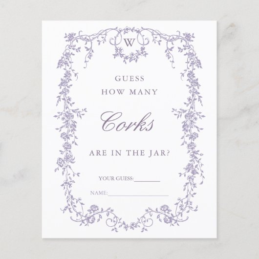 Classic Lavender 'Guess How Many' Bridal Game (正面)