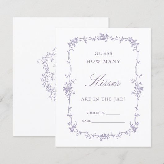 Classic Lavender 'Guess How Many' Bridal Game (正面/裏面)